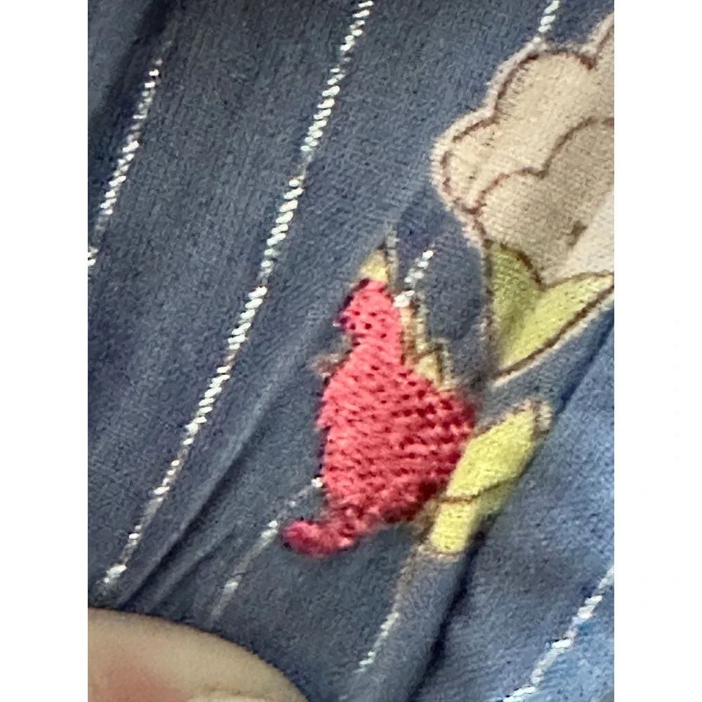 Pink Chicken Blue Floral Metallic Stripe Smocked Bubble Romper 2Y Kids Preppy